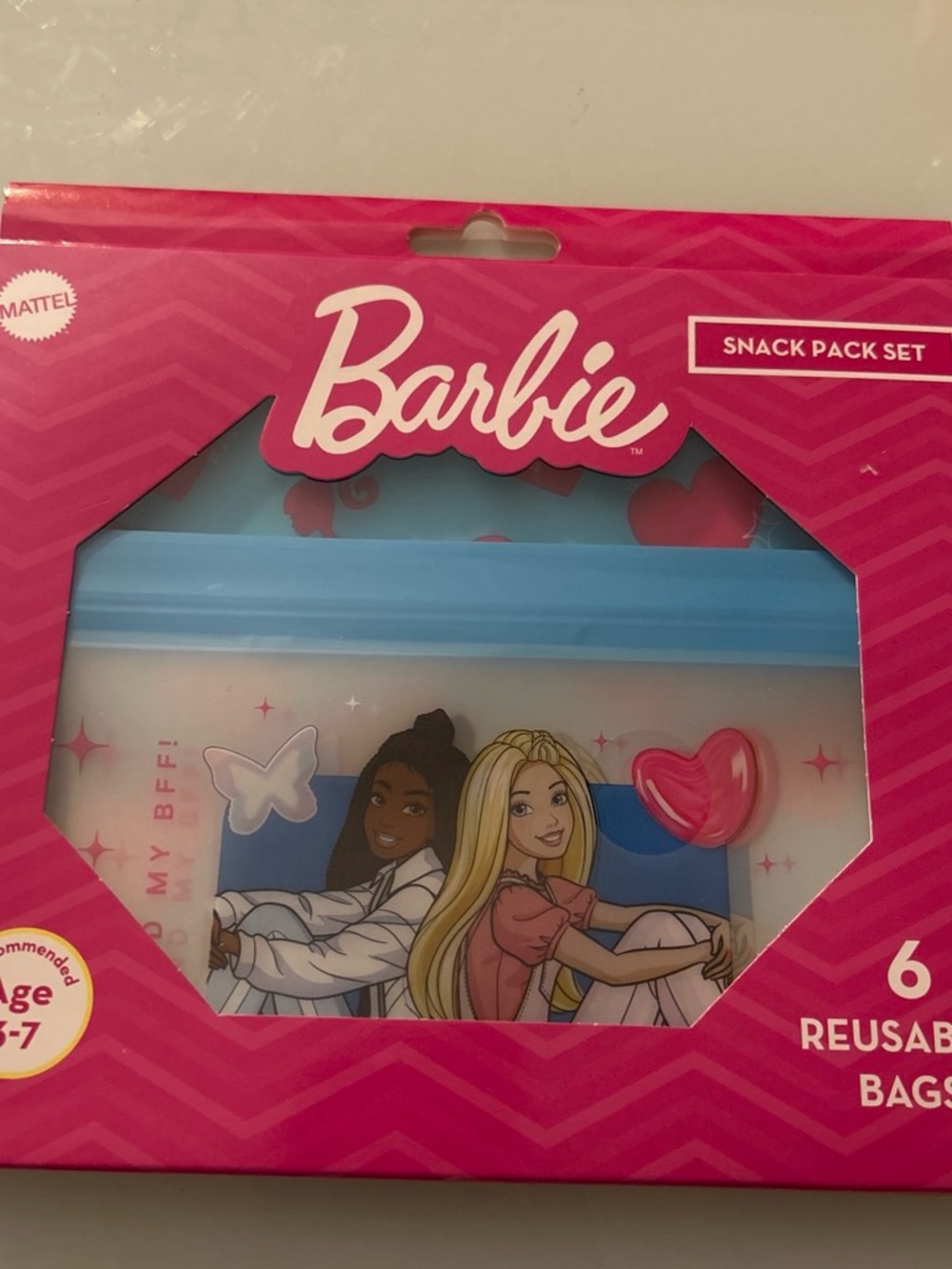 Barbie Pink & Light Blue Reusable Snack Bags